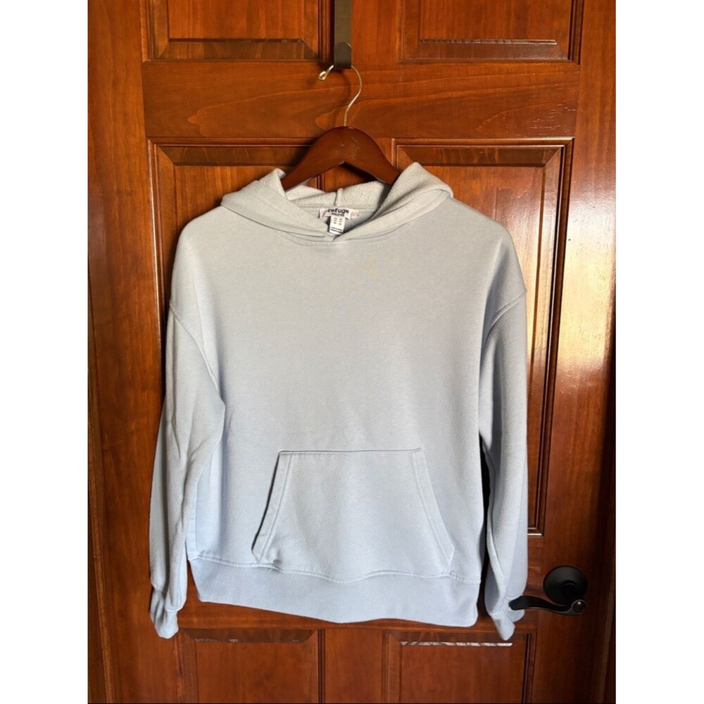refuge Pale Blue Hoodie Pullover Sweatshirt Oversized - Women's XS